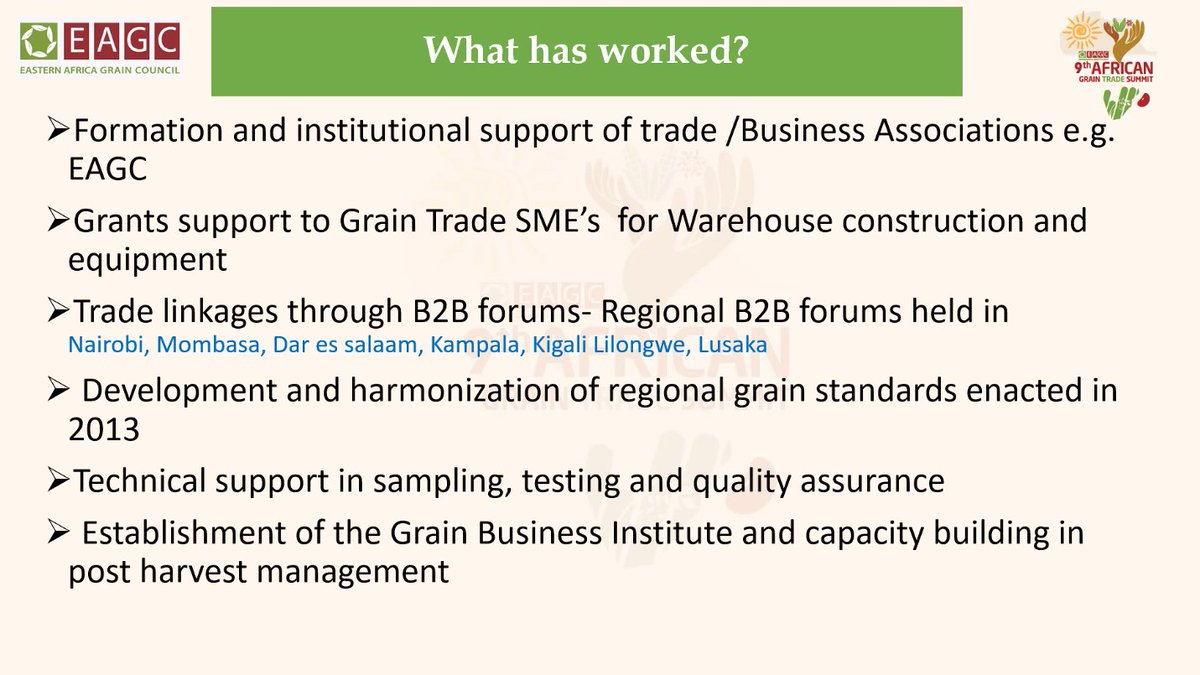 EAGrainCouncil's tweet photo. What is the role of development partners in the grain sector? What has worked? "Kenya faced a severe drought in 2017, and @EAGrainCouncil trade linkages supported by partners, brought maize from Ethiopia for the 1st time that fed the country for 6 months" @gmmasila #9thAGTS https://t.co/Eyc9o9Nguu