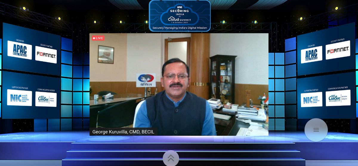 Apacnewsnetwork's tweet photo. 'All the 86 FM transmission centers that we have is handled by our own cloud based solution, so that cloud computing ability gives us more collaborative power'- George Kuruvilla, CMD, BECIL Ltd at 'APAC Securing India on Cloud Summit.'
#APACinnovations #APACsecurity https://t.co/RK1ik6HZhp