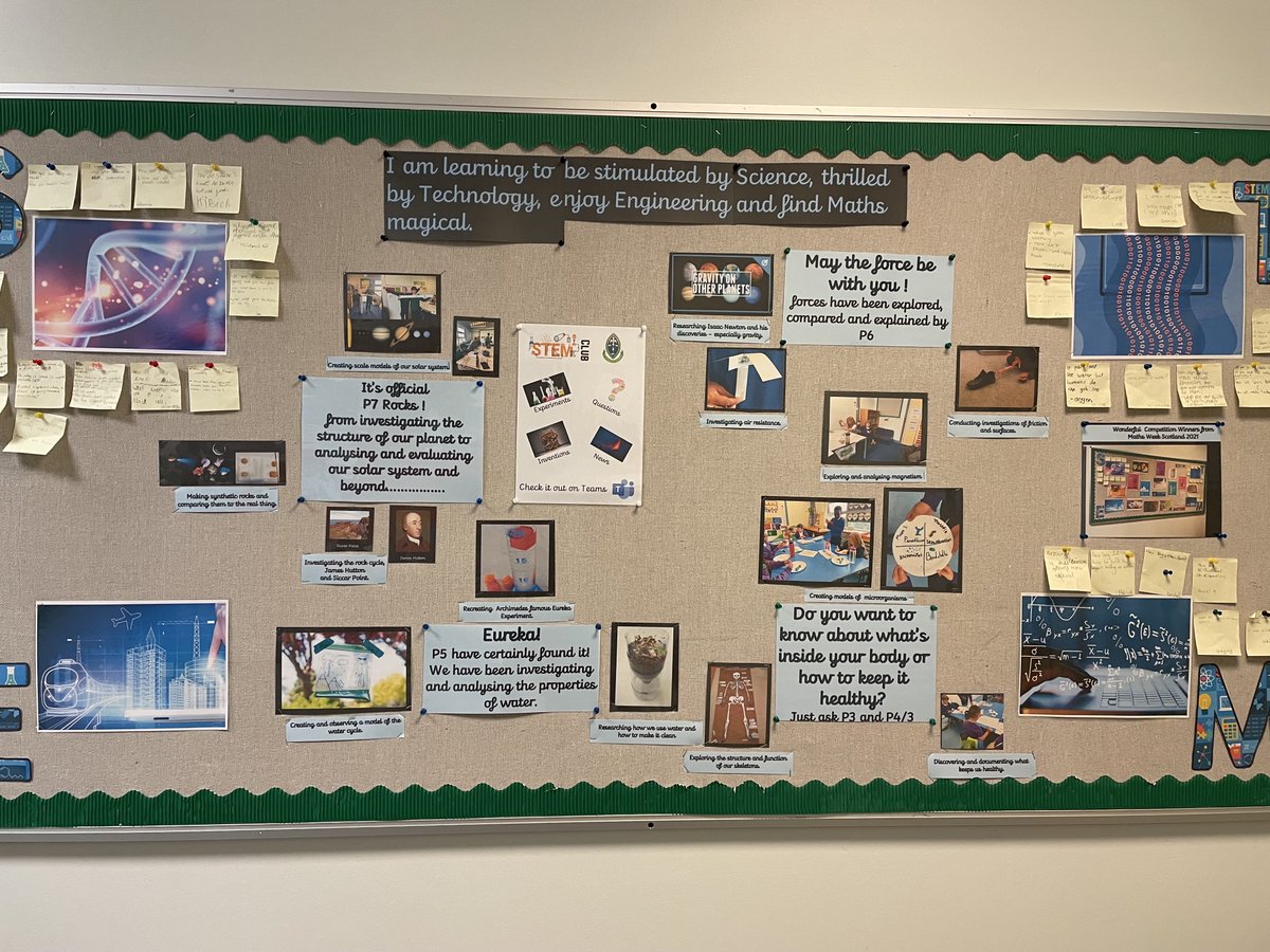 Most of all it's a Wonder Wall! This is our new STEM Board at St. Joseph's where we celebrate the work of all our Super Scientists. Every yellow Post-it has a STEM question a learner is curious about. Let's try to answer them together! <a href="/stjosephsedin/">St. Joseph’s RC PS</a>