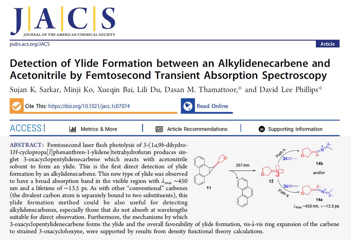 sujankumar123's tweet photo. I am elated to share my research article published in JACS on detection of ylide formation of 'unsaturated' carbene using femtosecond spectroscopy.
https://t.co/d0ObdalQTH https://t.co/prcuS4zxZx