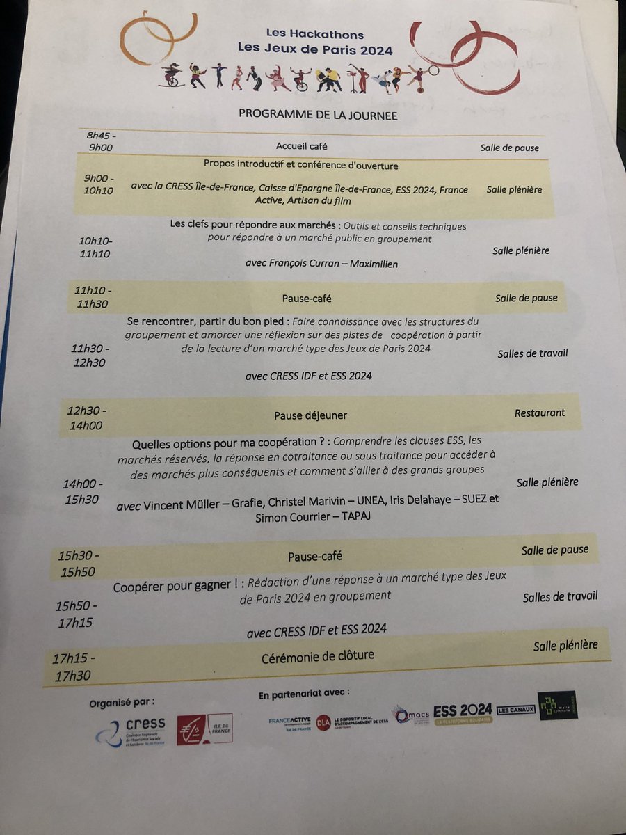 TristanD__'s tweet photo. Ravi de participer à cette journée de hackathon sur les appels à projet du spectacle vivant dans le cadre de @Paris2024 ! Hâte de se plonger dans ce beau programme et de contribuer à construire #paris2024 https://t.co/Q6COjr8uDf