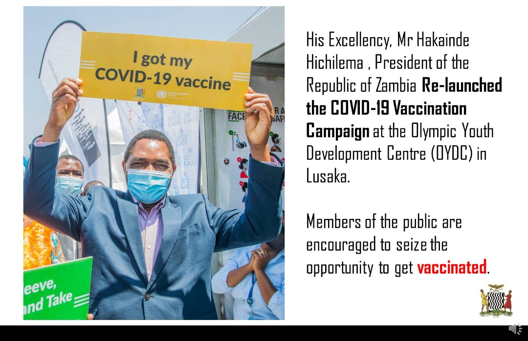 Now is the time to push away myths and misinformation regarding COVID-19 vaccines in view of the the 4th wave - H.E President <a href="/HHichilema/">Hakainde Hichilema</a>  #GetVaccinatedNow  #GetVaxdZambia