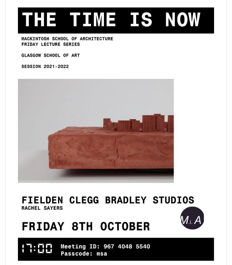 ⁦<a href="/MissinginArchi1/">MissinginArchitecture</a>⁩ coordinates the Mackintosh School of Architecture’s Friday lecture series 2021 ahead of Glasgow’s COP26. Join us tonight to listen to Rachel Sayers of Fielden Clegg Bradley Studios: