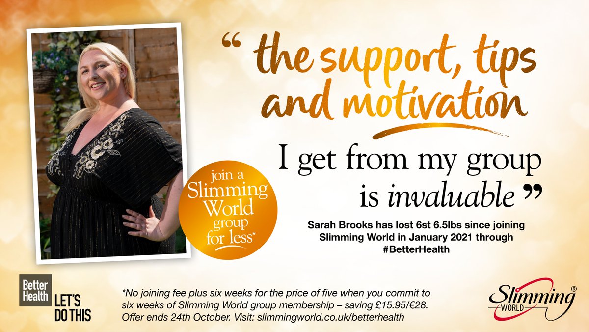 PSampsonSWorld's tweet photo. You can join #SlimmingWorld group for less with our latest #BetterHealth offer! DM me to find out all about this discounted membership offer and how my group can support you to kickstart those healthy habits! https://t.co/8TbwDtHkqa