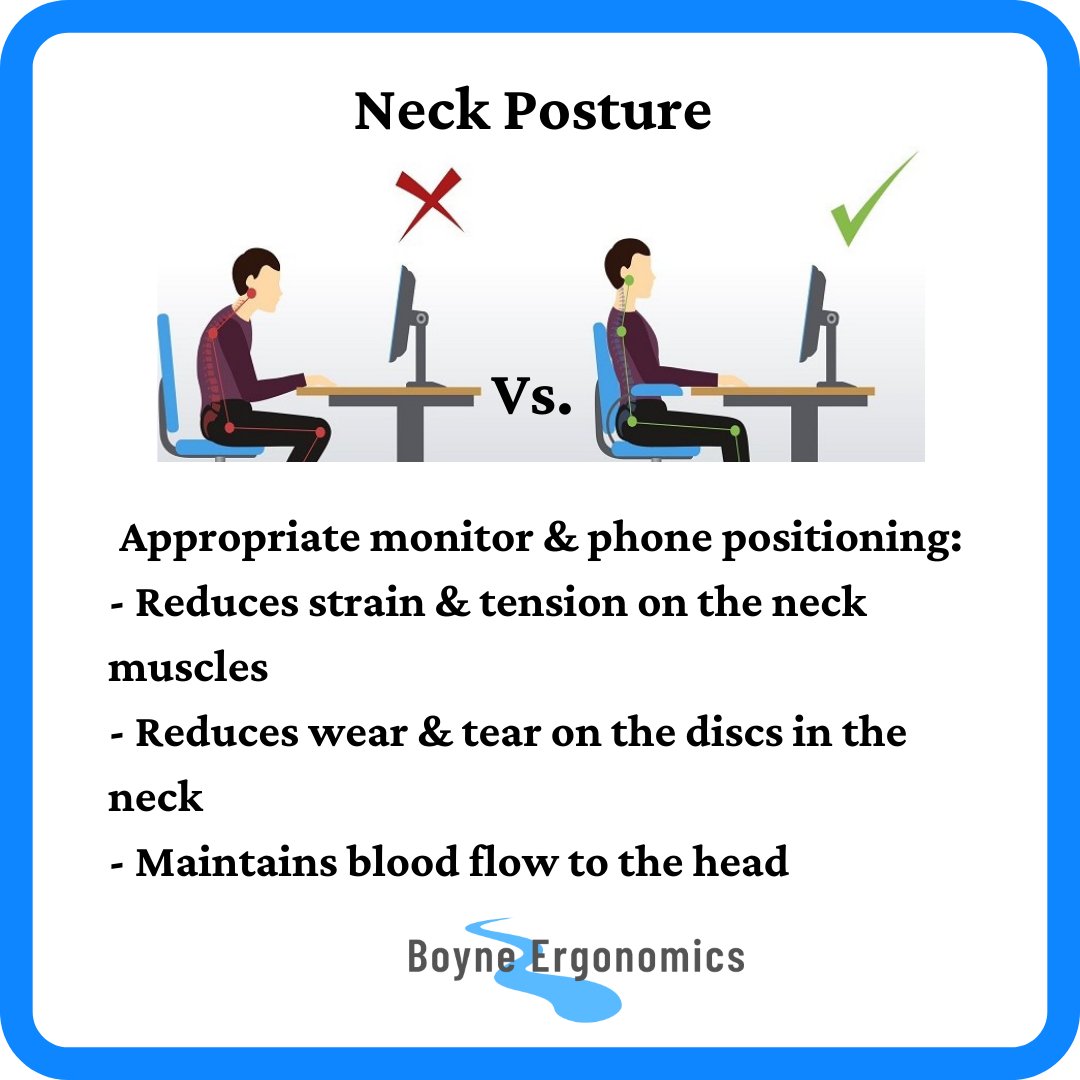 niamh_pentony's tweet photo. Keeping your screens, phone and paperwork at eye level encourages neutral neck postures, reducing neck & shoulder pain & risk of headaches
#DSE #SeatedHeight #ReduceBackPain #ReduceDiscomfort #ReduceShoulderPain #ReduceNeckPain #Ergonomics #PostureIsImportant #DSEPosture https://t.co/BhXRV693Cb