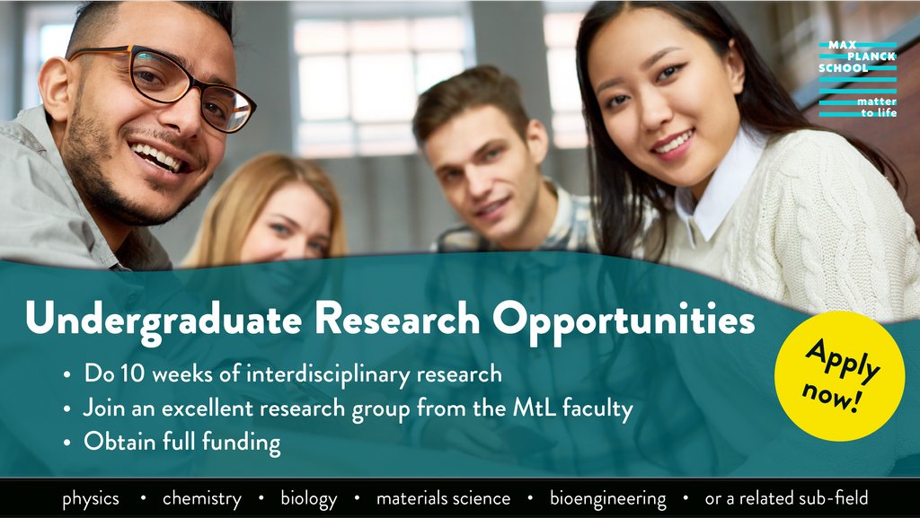 mattertolife's tweet photo. You are an undergraduate student and want to gain valuable research experience? Apply now for your internship in 2022 at the MPS #mattertolife. Any questions? Then join us for the upcoming MtL URO info session next Monday at 3 PM CEST! 🗓️Register here: https://t.co/kJV1HWNZsL https://t.co/iv7PEXabD7