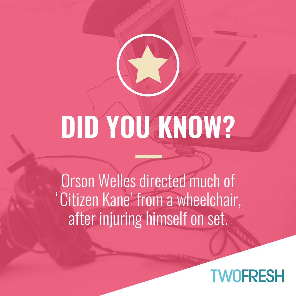 two_fresh's tweet image. 🎞️🤩 FUN FACT 🤩🎞️

Who's ready for a TwoFresh video fact? 

We're grateful Orson Welles persevered to create one of the best films in History 💪

#twofresh #funfactfriday #videomarketing #videoproduction #videocontent #orsonwelles