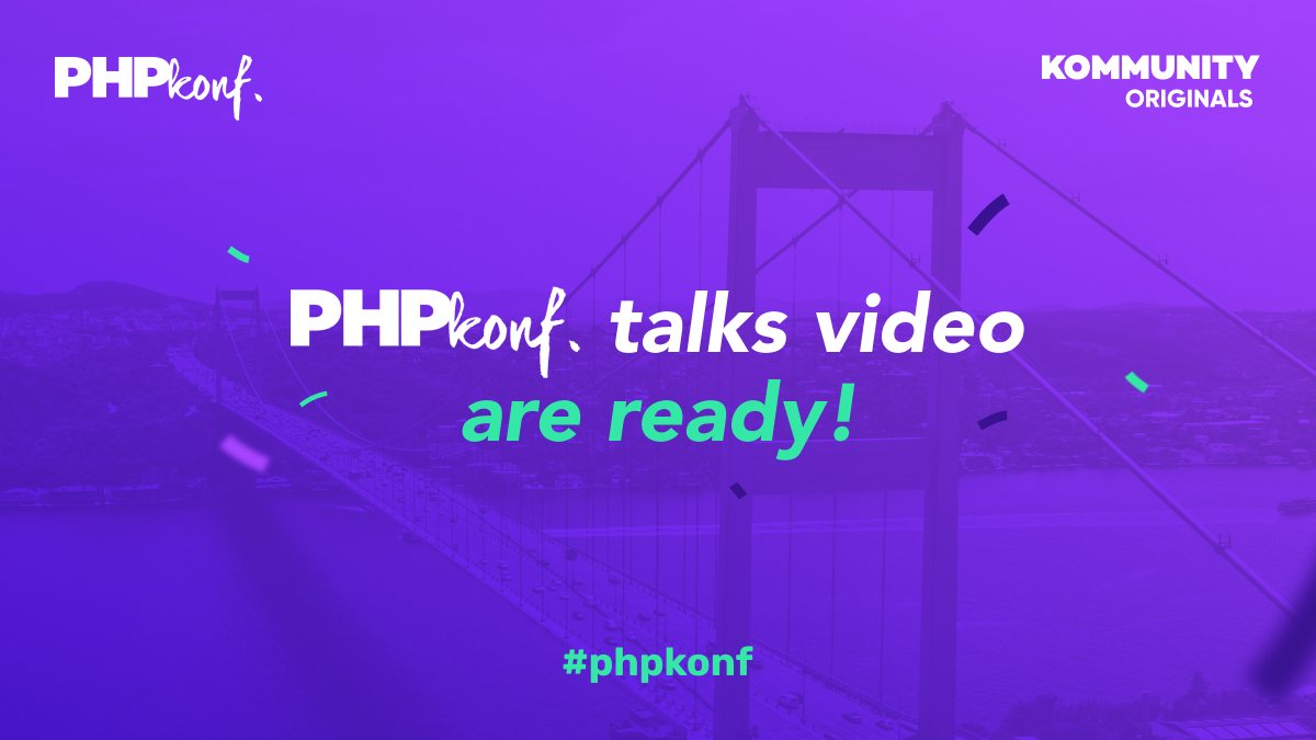 Kommunitycom's tweet photo. We know you were waiting and here we are 🎉 #phpkonf2021 videos and slides are ready to watch on #Kommunity
Enjoy watching 💻
https://t.co/Un6BjwRbOK https://t.co/Cz1cVaV5gj