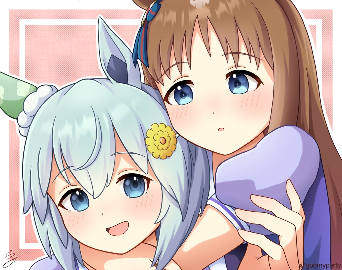 ウマ娘 セイちゃんの頭のたんぽぽが気になるグラスちゃん ウマ娘 Goomのイラスト