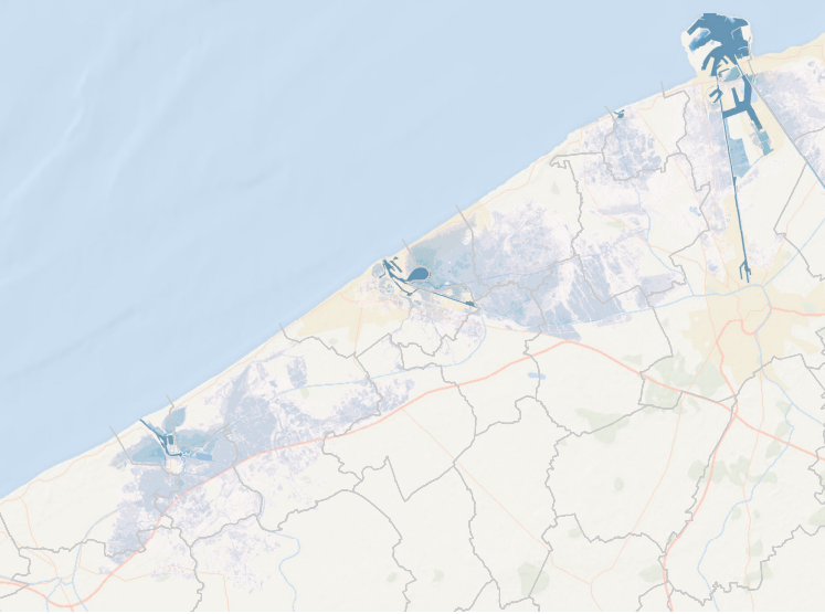 Een nieuw stukje strand dat wat steviger is. In ons thema 'veiligheid tegen overstromingen' kan je kaarten vinden over de 'waarom' van dit verhaal ➡️ kustportaal.be/nl/veiligheid-…

Bijvoorbeeld welke plaatsen het meeste kans op nattigheid hebben bij overstroming... 🌊🏄