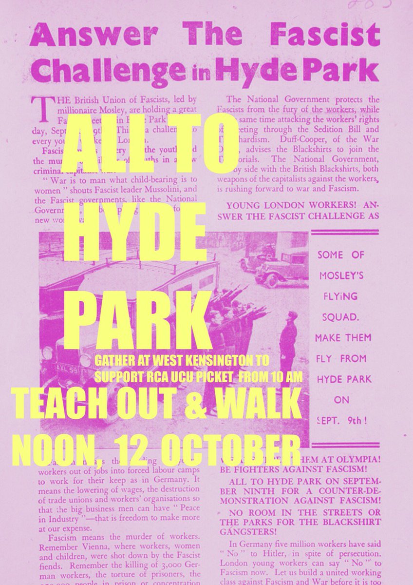 RcaUcu's tweet image. Join #RCAstrike Architecture staff at the Kensington picket line on Tues 12 Oct for a teach-out &amp;amp; walk that will cross London, touching on sites of worker organising from the C17th to date. #teachout @RCAStudentUnion