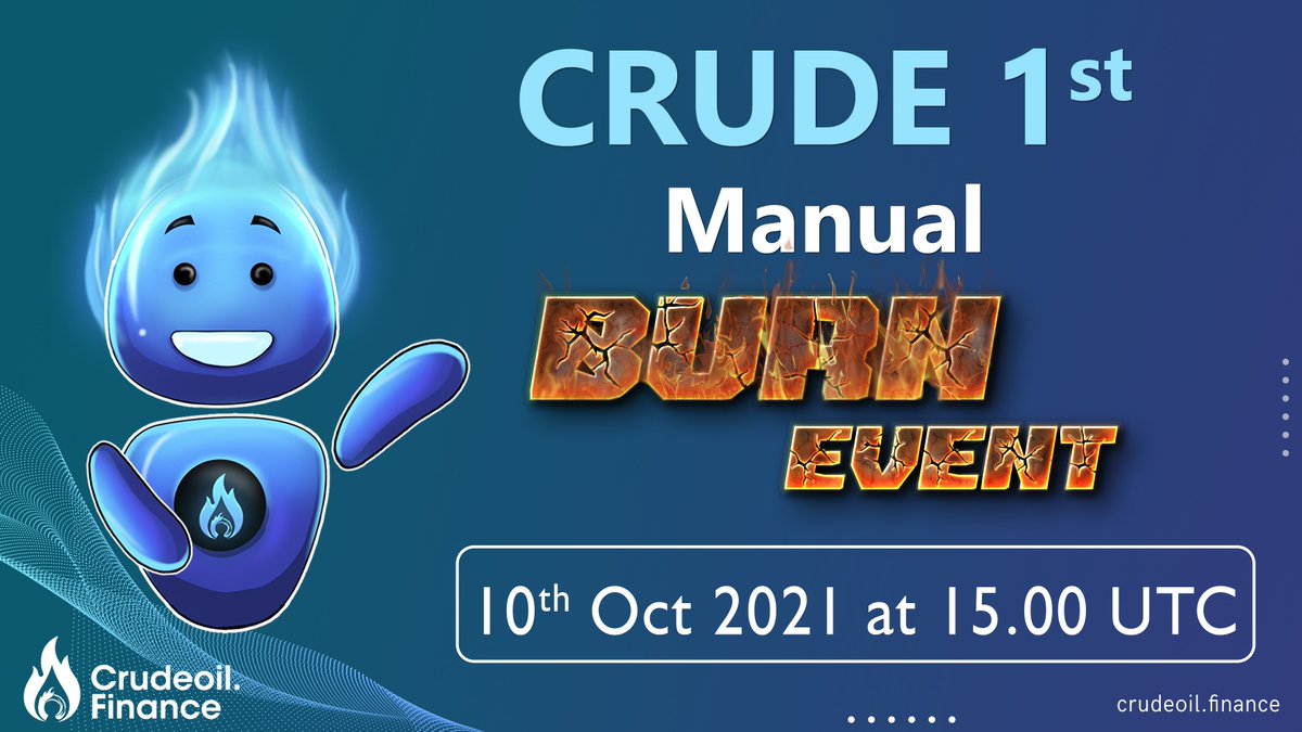 Hey Crudeoil Fam, We got some good news!!

Since we have significant amount of fees collected via our platform, we are going to conduct a manual burn 🔥event on 10th this month at 15:00UTC.

#crudeoilfinance #binance #bsc #BinanceSmartChain