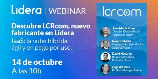 ¡Seguimos con un mes cargado de formaciones y eventos! La próxima semana te invitamos a conocer a un nuevo fabricante de nuestro porfolio LCRcom, apúntate y descubre sus soluciones #OasIX #IaaS y #VDI
bit.ly/3FvGJPR