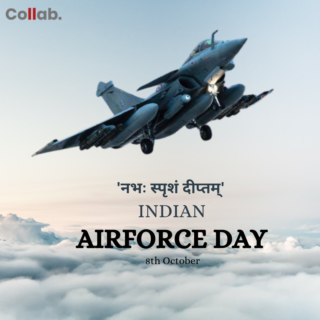 CollabMediaPR's tweet photo. @CollabMediaPR 

'नभः स्पृशं दीप्तम्' 
Happy 89th Anniversary Indian Air Force 🛩
 #IndianAirforceday2021 🇮🇳
#IndianAirForce 🇮🇳
 #publicrelations #media #marketing #publicity #entrepreneur #branding #music #publicrelationsagency #socialmedia #business https://t.co/qvTBZuDmTR