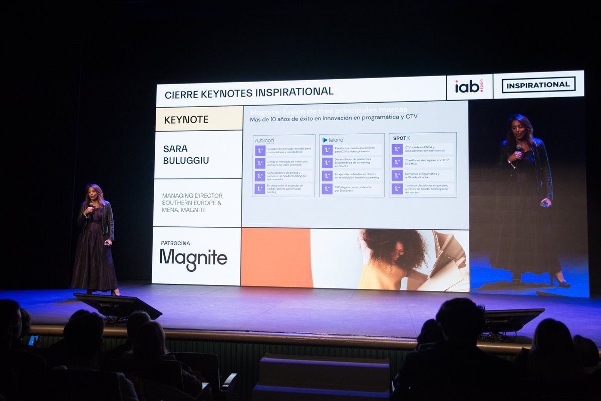 IAB_Spain's tweet photo. 📸 Seguimos compartiendo momentos de la jornada de ayer en #Inspirational21.
Un lujo escuchar las ponencias en la Sala Keynote patrocinada por @magnite a cargo de @pilarmanchon (@Google) @joperezportillo (@NetflixES) @_anapastor_ (@Newtral) y @bulug.
#OpentoOpenness https://t.co/MO7iM80RYs
