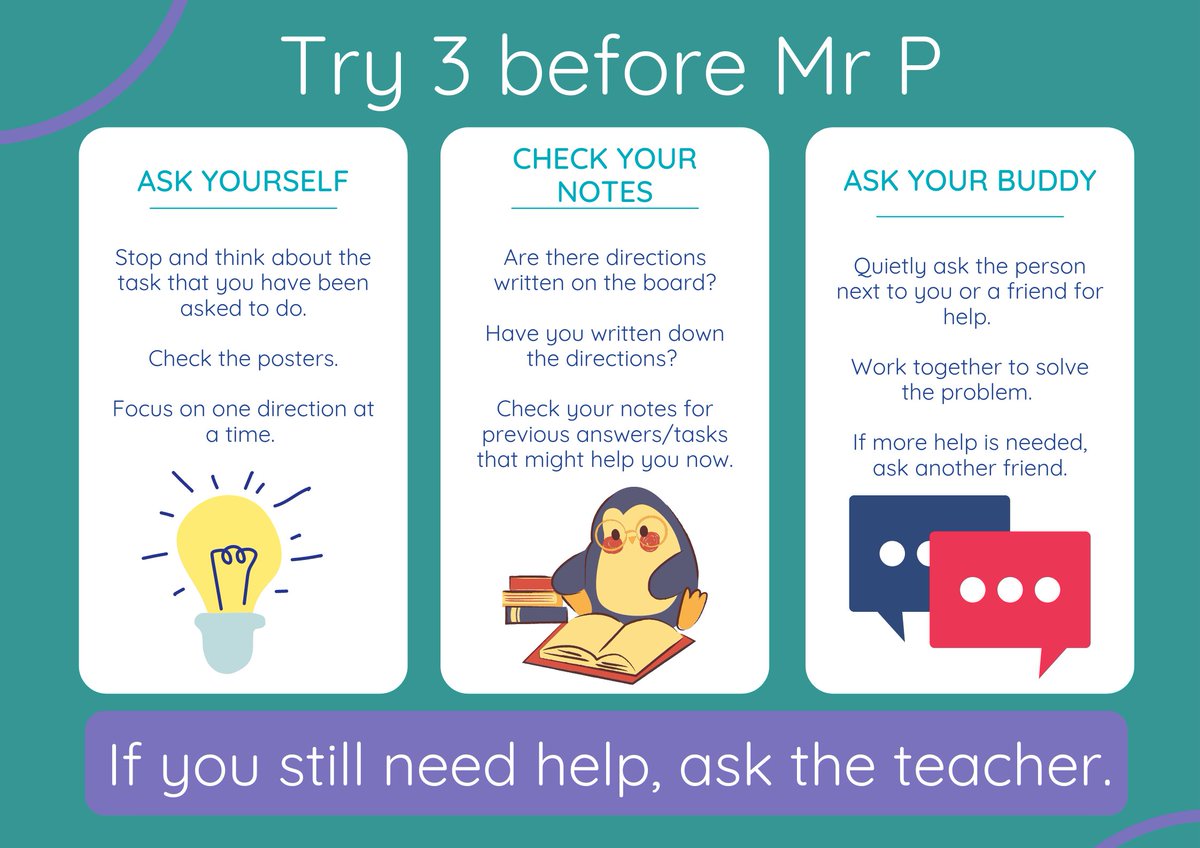 Sharing some good practice this morning from Mr P's computing classroom. "Try 3 before Mr P" encouraging pupils to be independent learners and team players during their learning. <a href="/StDavidsHS/">St David's HS</a>