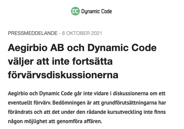 OALaestadius's tweet image. Förväntat beslut och här kom det.

#Dynamiccode #Aegirbio