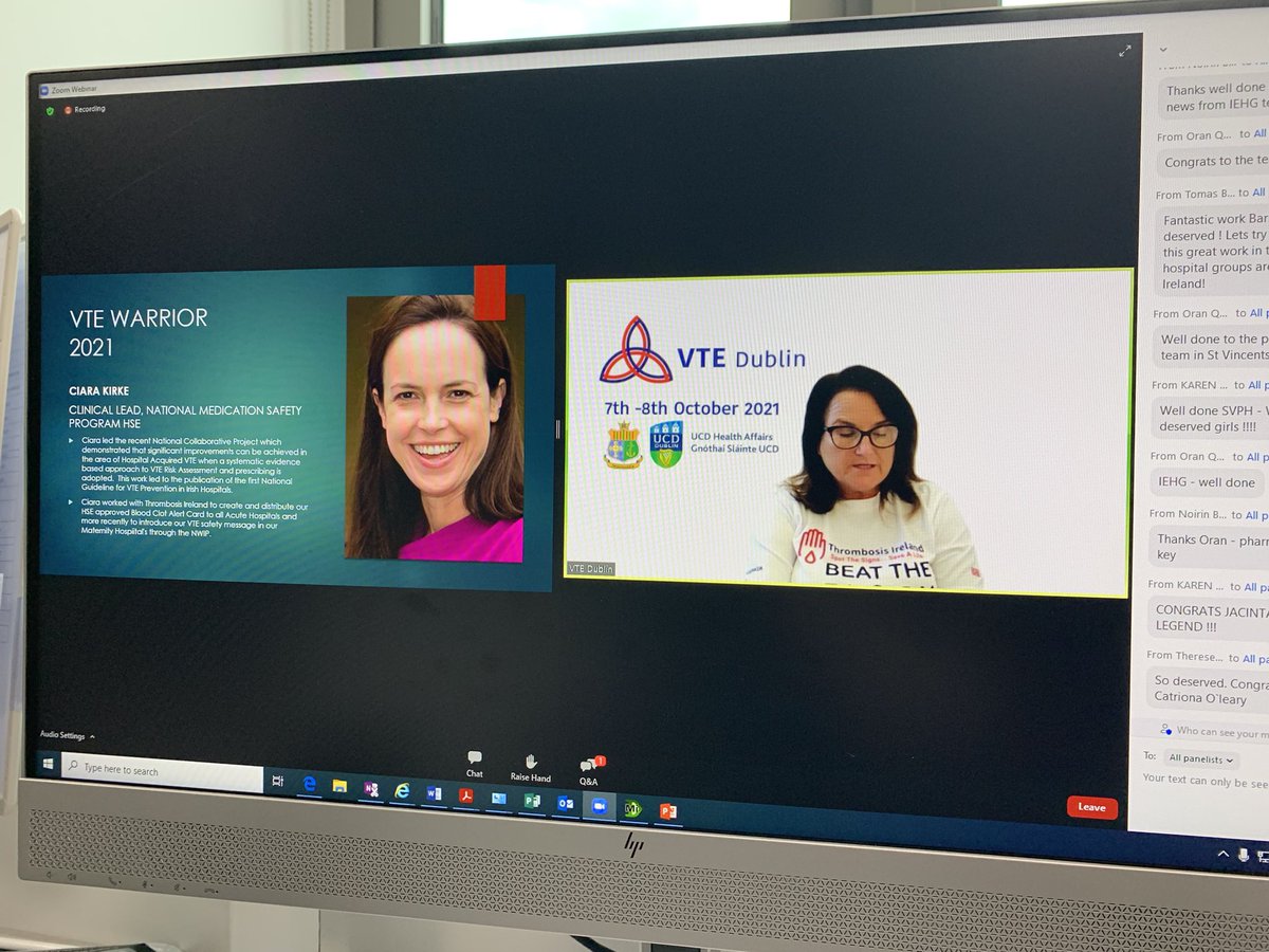 NiamhOHanl's tweet photo. @ciarakirke well done @ThrombosisIrL exemplar award - your national commitment to reducing risk of VTE helps all patients of Ireland - thank you @NationalQPS #vte #VTEDub21 @VTEIreland https://t.co/Z3lXsX3y2J