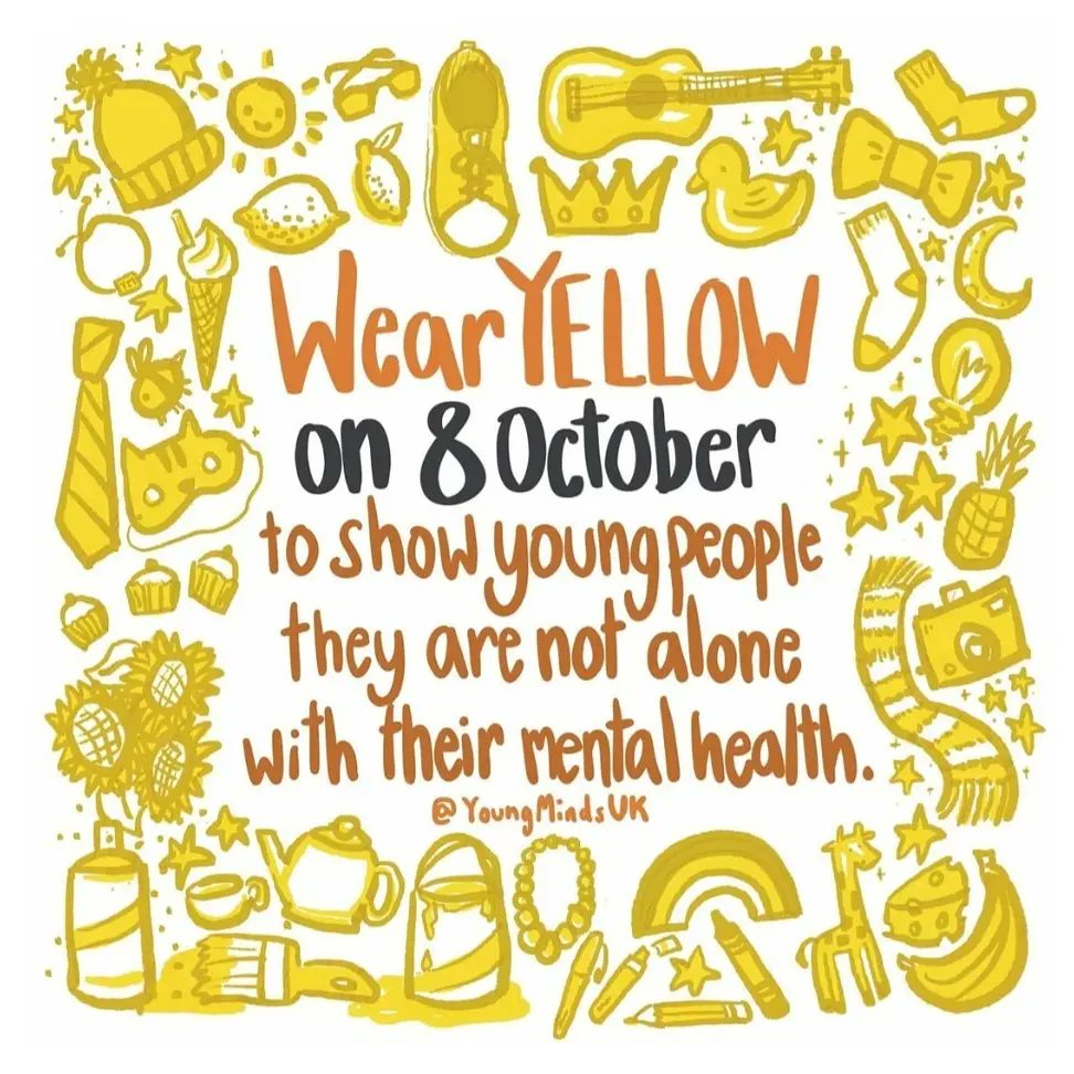 Today staff are wearing yellow to support @youngmindsuk #helloyellow campaign on World Mental Health Day 💛