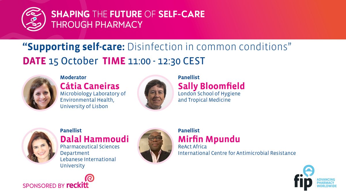 FIP_org's tweet photo. An #FIPDigitalEvent, 15 October, 11:00 CEST, will explain the benefits of hand &amp; surface #disinfection in reducing the spread of a range of #CommonInfections, such as #COVID19 &amp; seasonal flu, and how #pharmacists can advise about disinfection: https://t.co/dcsXnT1qj1 https://t.co/4RVxJpyuoT