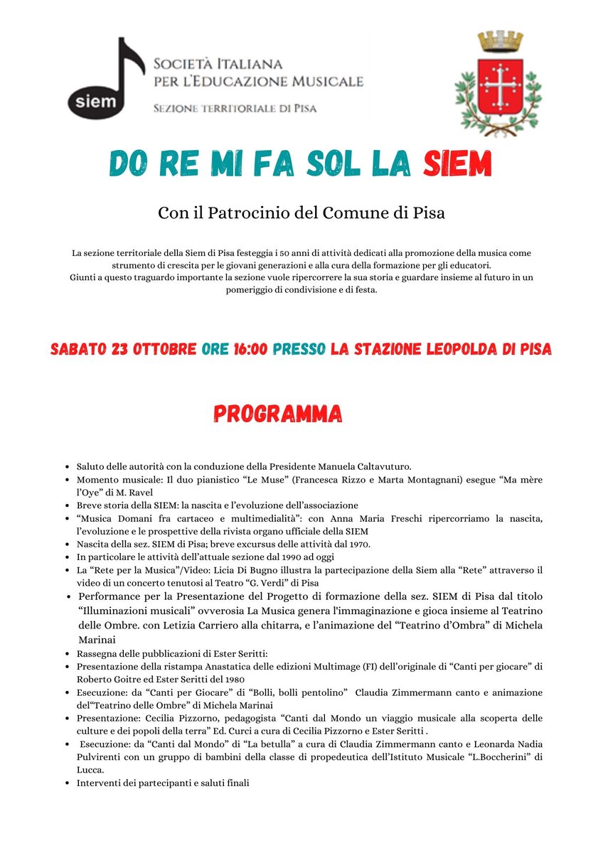 multimageED's tweet image. Sabato 23 ottobre festeggiamo i 50 anni della Società per l&apos;Educazione Musicale e saremo presenti con la ristampa di “Canti per giocare” di Roberto Goitre ed Ester Seritti