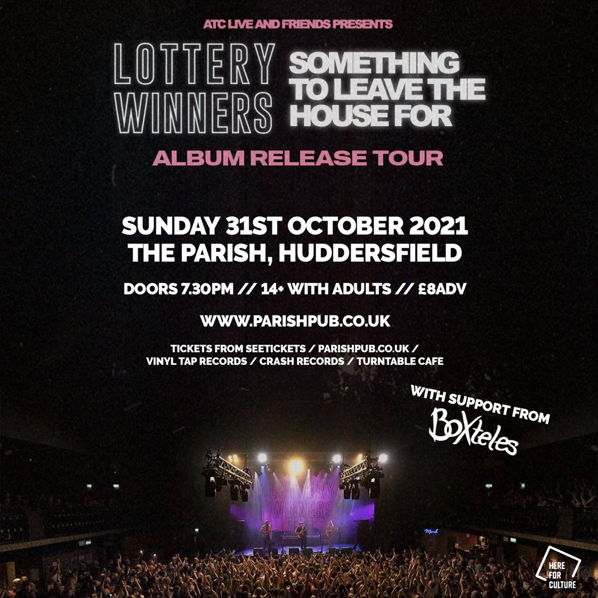 Parish (@parishhudd) on Twitter photo ON SALE NOW! .<a href="/LotteryWinners/">Lottery Winners</a> live at Parish on Sun 31st October. Support from @boxteles 🙌 Tickets on sale now - bit.ly/LOTTERYWINNERS… ✅ ON SALE NOW! .<a href="/LotteryWinners/">Lottery Winners</a> live at Parish on Sun 31st October. Support from @boxteles 🙌 Tickets on sale now - bit.ly/LOTTERYWINNERS… ✅