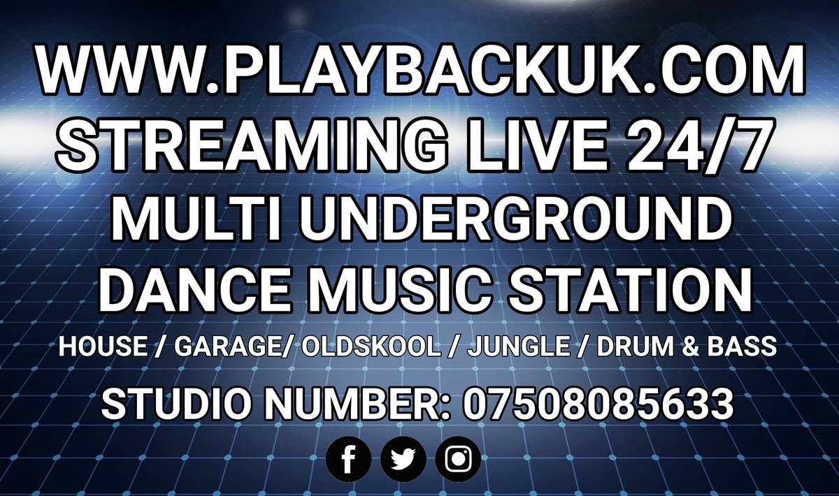 Live Now : DJ SLIPZ
On Londons (Playback Uk) 
10:am Till 12:pm - Uk Garage Flavours
Shouts &amp; Request 07508-085-633
▪︎LISTEN LIVE ⬇️
▪︎Tunein App: tun.in/seRBl
▪︎ Online playbackuk.com
