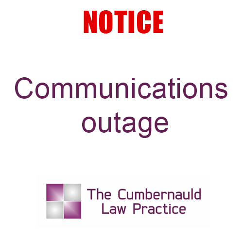 CumbernauldLaw's tweet photo. We are currently experiencing technical problems with our phone line and internet services.

Until such time that our services are restored, please contact our office at: carmen@cumbernauldlaw.co.uk

#Cumbernauld #Law #Practice #Outage https://t.co/xJgSoRKhe3