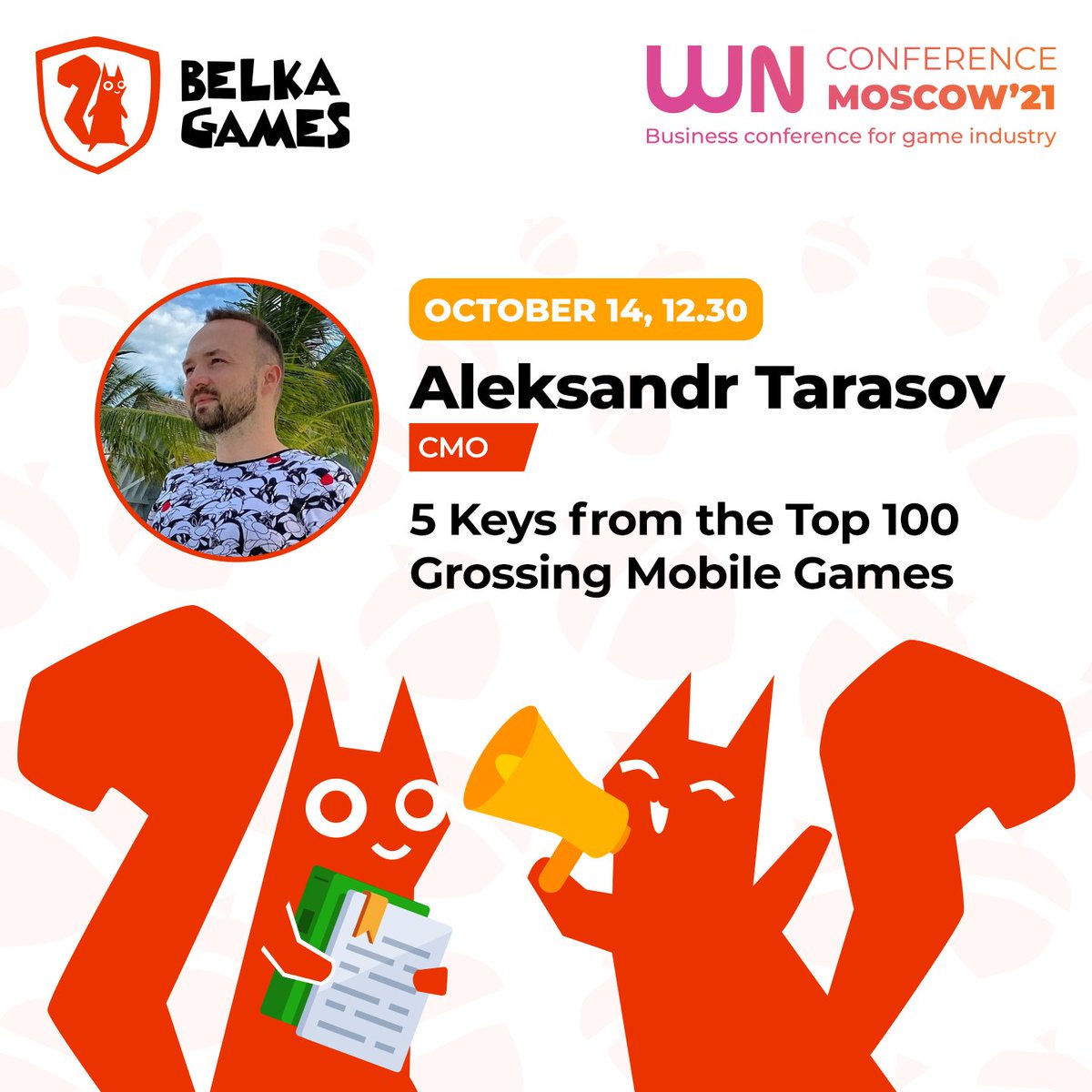 Mobile games account for $120B of total video game revenue, and the most successful titles make millions of dollars a day. 

Join the lecture at White Nights to find out which projects are in the top 100 grossing and what is needed to get there.

wnconf.com