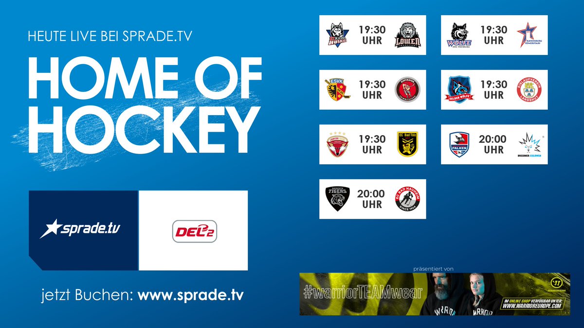 SpradeTV's tweet image. Alle Spiele der DEL 2 gibt es auch heute wieder exklusiv bei uns. Schaltet ein und genießt die volle Dröhung Eishockey.