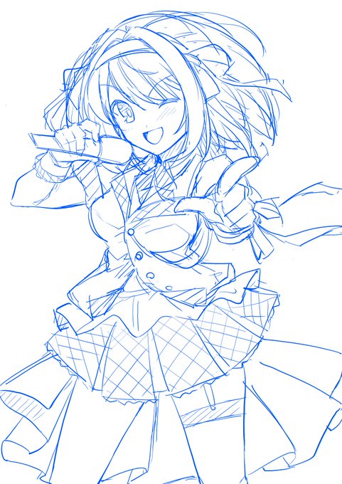 自分の描き方
②サムネイルスケッチを引き延ばしてラフを描く

この段階でポーズや必要な要素を詰めるが線自体はまだラフでよい 