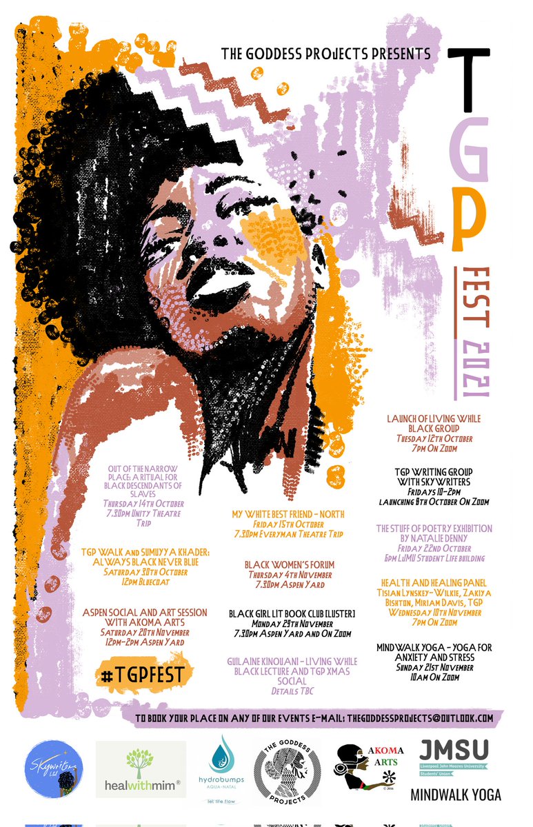 Thegoddessproj1's tweet photo. We've worked in partnership with some amazing organisations and individuals to bring you an exciting programme of events over a three month period.

The festival kicks off on today! See below for details!✊🏾✍🏾📚🖤

#TGPFEST #BlackGirlLit #BlackGirlMagic https://t.co/aJZM4jd4Pr