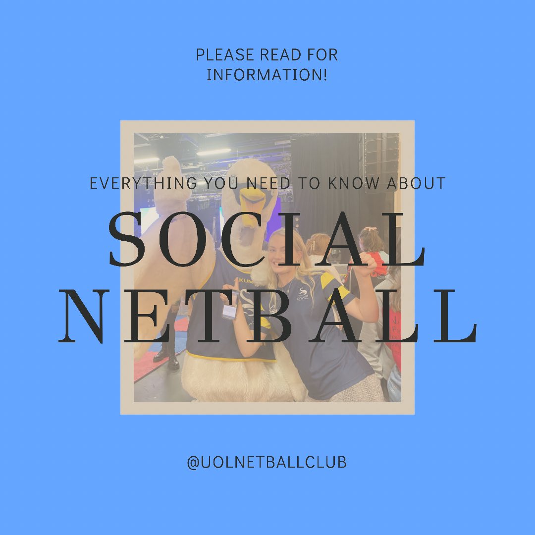 Please head over to our Instagram- @uolnetballclub to read all the important information about social netball!
