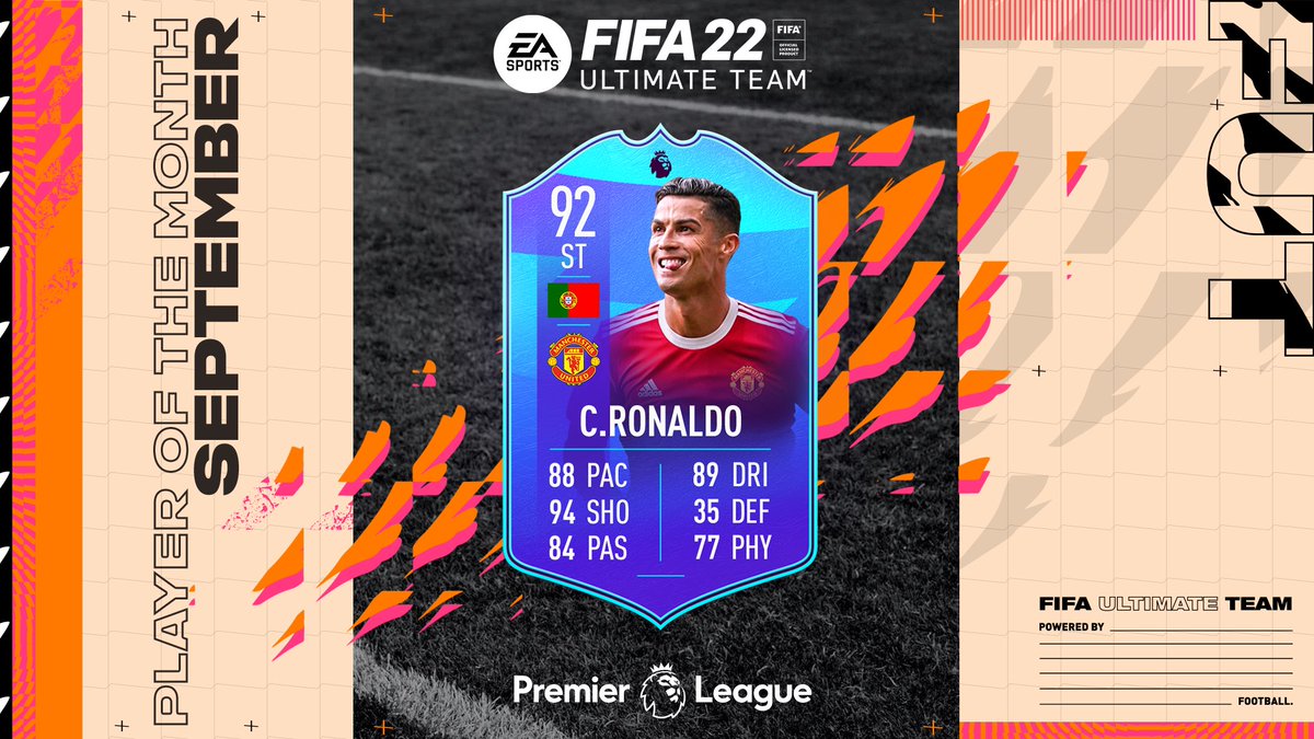 3️⃣ 𝗚𝗮𝗺𝗲𝘀
3️⃣ 𝗚𝗼𝗮𝗹𝘀

Cristiano Ronaldo is September's @premierleague #POTM

#FIFA22 #PoweredByFootball