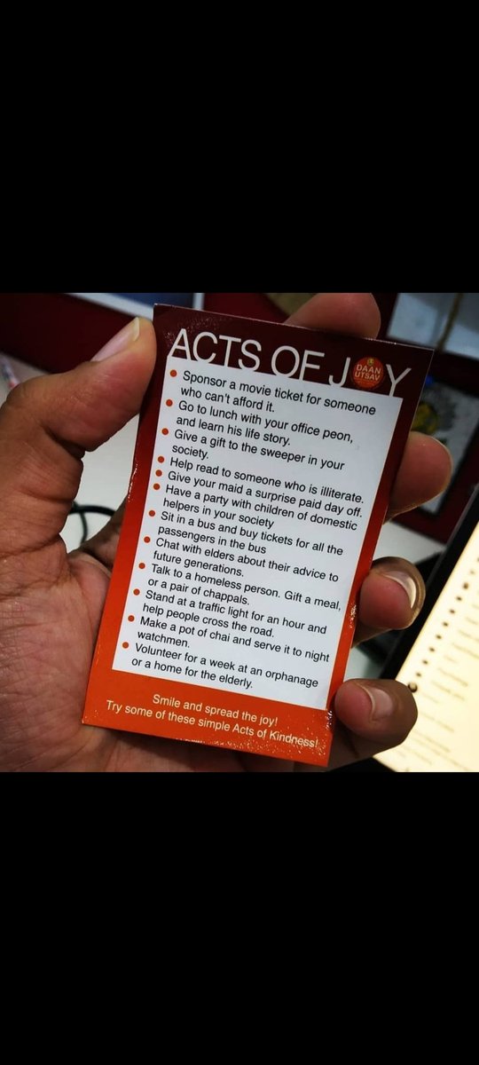 CrypptoGeek's tweet photo. It may be the last day of #DaanUtsav 2021 but there is no shortage of ideas to celebrate the day with a simple act of giving.

Use these joycards to see ways in which you can spread happiness and smiles in your own and others' lives.

#DaanUtsav #HappyDot #PyarKaUtsav https://t.co/hT0V6tbY2N