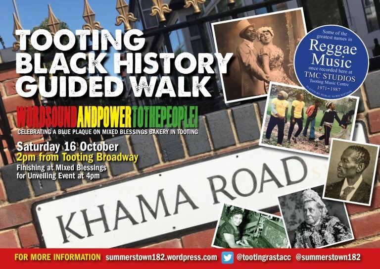 summerstown182's tweet image. An unmissable #Tooting double for #BlackHistoryMonth Reggae music &amp;amp; the soft, sweet aromas from #MixedBlessingsBakery welcome you to the unveiling of a historic blue plaque ❤️💛💚 Sat 16 Oct 2pm #TootingBlackHistoryWalk 4pm #PlaqueUnveilingCeremony