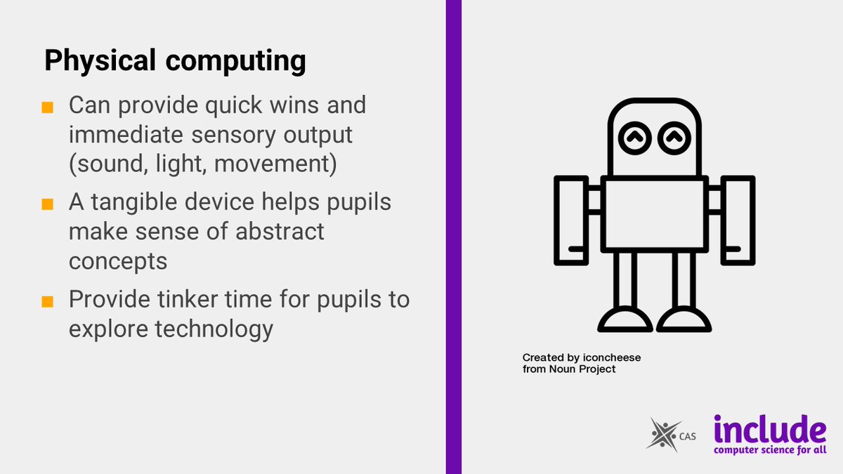 CASinclude's tweet photo. Welcome to the 7th of our 10 things to support Inclusion in the Computing classroom: #7 Physical Computing
What physical computing projects have been successful with your learners?
#10ThingsInclusion #CS4All #HackTheCurric @compatsch https://t.co/rsuGhPP3r2