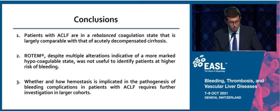 EASLedu's tweet photo. Alberto Zanetto: Coagulopathy is not predictive of bleeding in patients with #ACLF and Acute decompensation 

#EASLmono 
@EASLnews @aelsharkawy75 https://t.co/zUUazjLF1x