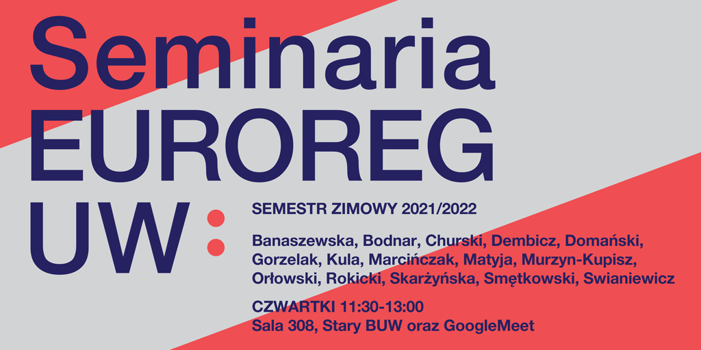Ruszamy Seminariami EUROREG w semestrze zimowym! Podyskutujemy o UE, populizmie, autorytaryzmie, prawach człowieka, miejskości, samorządzie lokalnym, modzie, sprawiedliwości społecznej, polityce podatkowej, kurczeniu się miast oraz dylematach rozwojowych: euroreg.uw.edu.pl/pl/seminaria