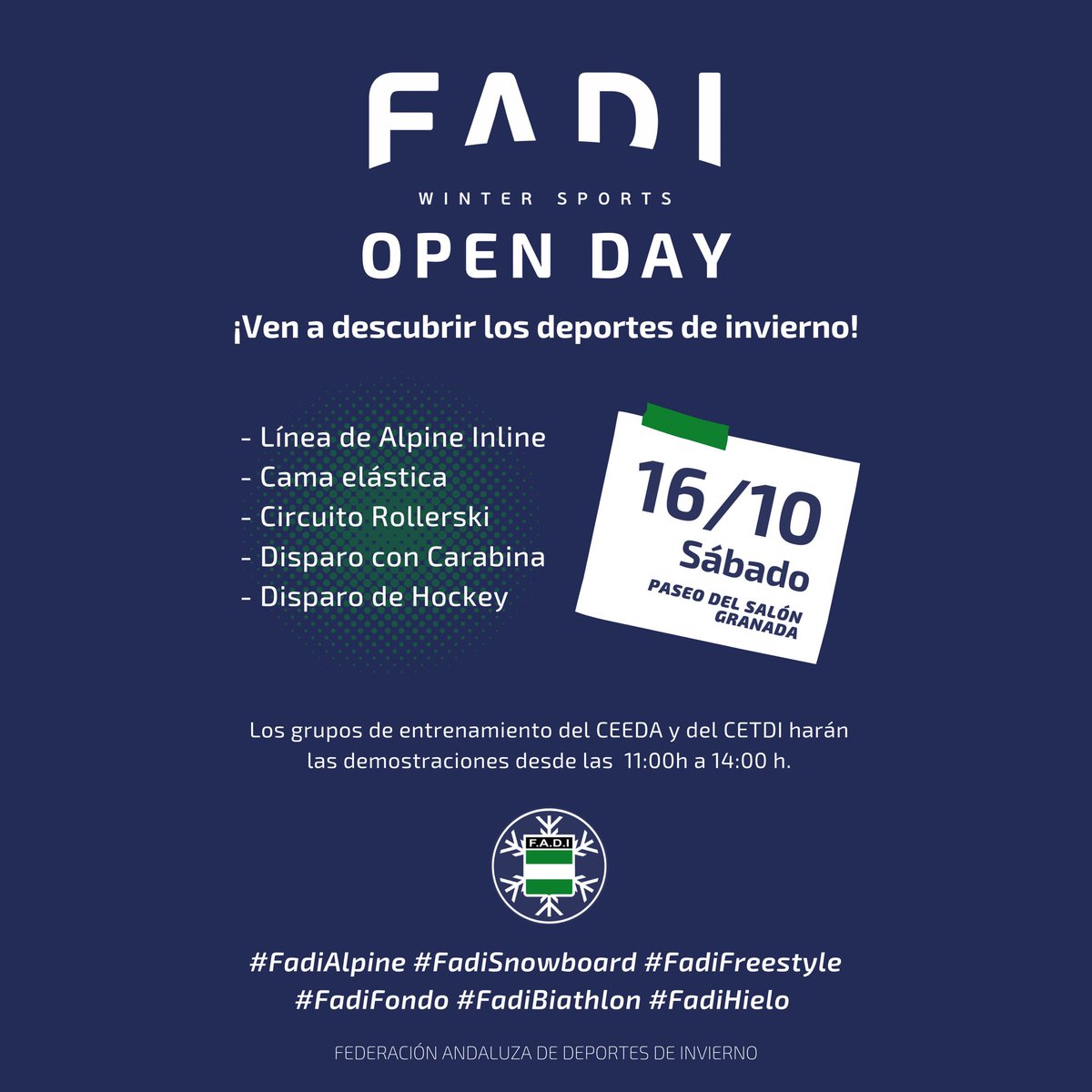Los deportes de invierno ¡Toman el centro de Granada! ➡️ El próximo día 16 de octubre en el Paseo del Salón ⛷🏂🎿🥌⛸🏒🥅🛼☃️ #Fadi #WinterSports
⁣⁣⁣⁣⁣⁣⁣⁣