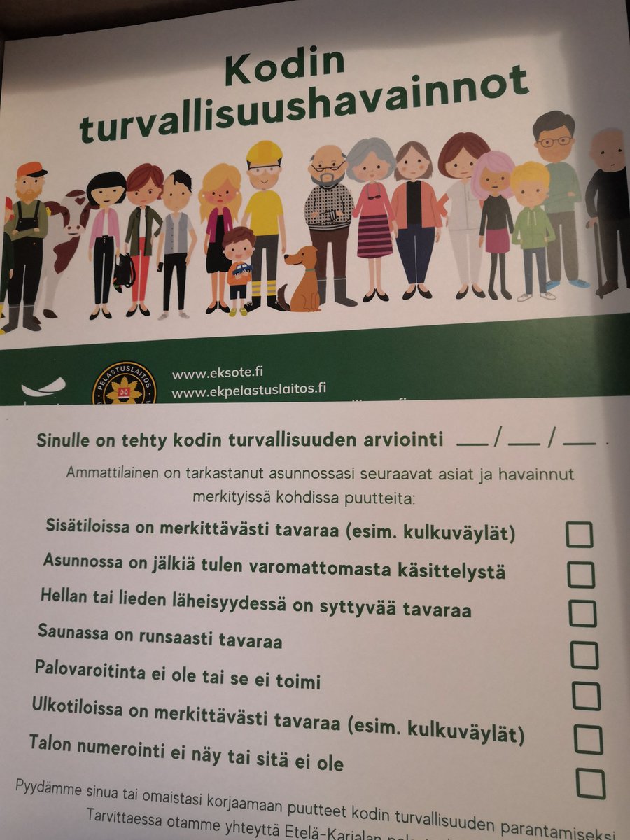 TimperiM's tweet photo. Pidetään huoli oman sekä läheisen kodin turvallisuudesta. Ammattilaisen arviointia kehitetään sähköisiin työkaluihin @Eksote ssa #joukkuepeliä hankkeessa yhteistyössä @EKpelastus laitoksen kanssa #soteuudistus https://t.co/A8QIHba80F https://t.co/CfphfEyeXe