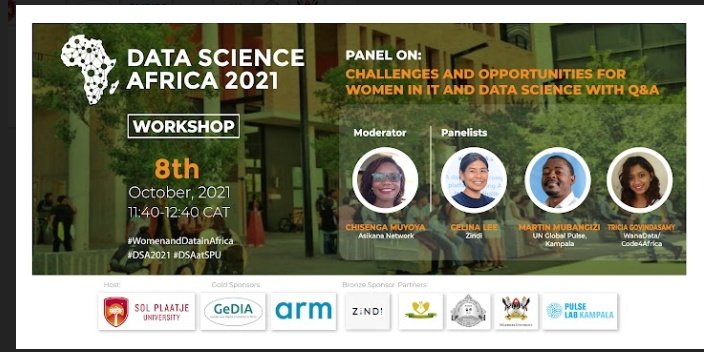 Panel discussion on Challenges for #Women in IT and #DataScience @mmubangizi15 @triciagov @AfroChissy and Celina Lee youtube.com/watch?v=SaPCxG… @ZindiAfrica @GeDIA_Network @Code4Africa @arm #WomenAndDataInAfrica #DSA2021 #DSAatSPU