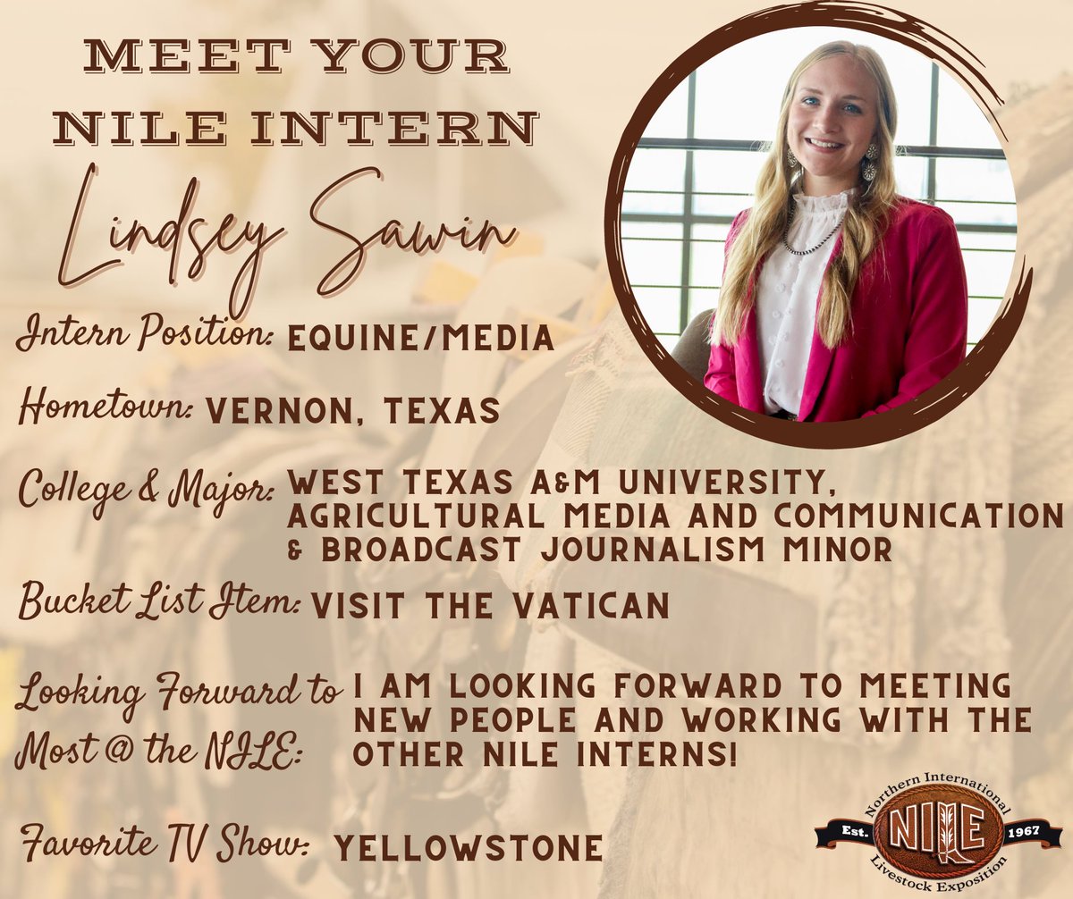 The_NILE's tweet photo. Meet four more of the NILE interns!

#thenile2021 #nileinterns #equine #media #livestock https://t.co/38fbSzWx7O