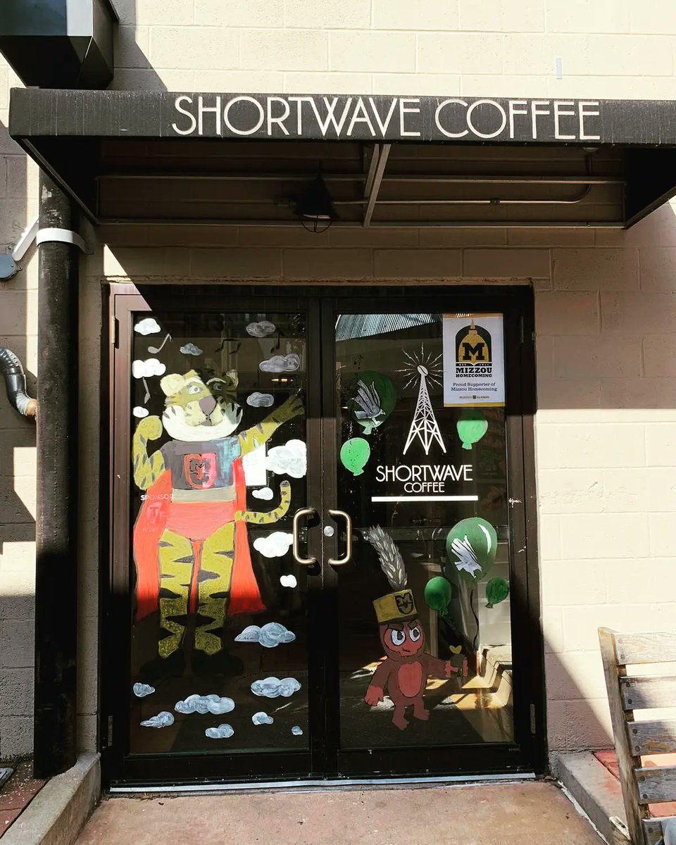 ShortwaveCoffee's tweet photo. We're excited for Homecoming! Check out @MarchingMizzou's work at #shortwavecoffee in #AlleyA! #receiveandtransmit https://t.co/bS4PRF7V0u