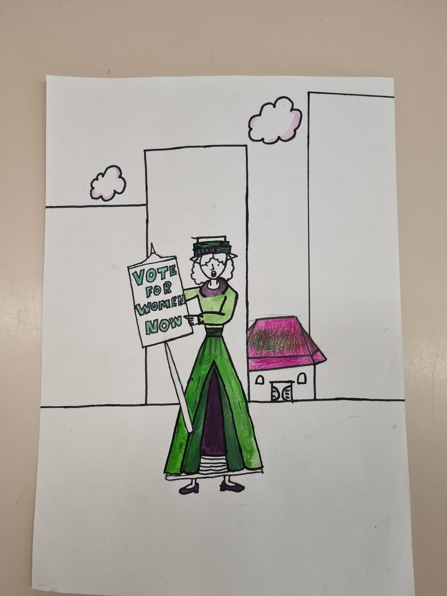 jo_bertram's tweet photo. P7 have been learning about influential figures in our democratic world. We were inspired by posters from the time of the Suffrage Movement to create our own @SkeneSquare https://t.co/vUaPEfYZ7s
