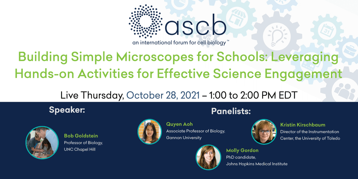 ASCBiology's tweet photo. Free Webinar! Building Simple Microscopes for Schools: Leveraging Hands-on Activities for Effective Science Engagement: 
Bob Goldstein will introduce us to his curiosity-driven journey from smartphone-based magnifiers to hand-made microscopes.
https://t.co/if2Mi5T3yz https://t.co/71J7oUm30e
