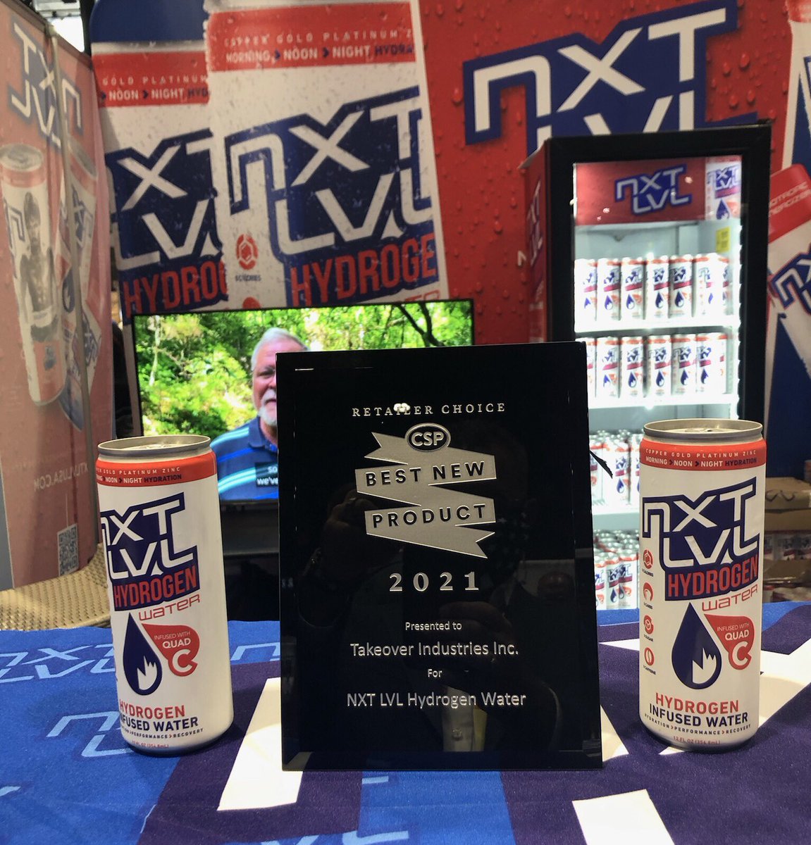 TakeoverInd's tweet photo. We appreciate all of your support! 

#NXTLVL Hydrogen Spring Water with QUAD-C is the Best New Product of 2021 🎉 

Check out the award we received at this year’s #NACSShow Expo. 

Come see us on the last day of #NACS2021 at booth #7981.

#NXTLVLNation #HydrogenWater https://t.co/KVzEAi6n1i