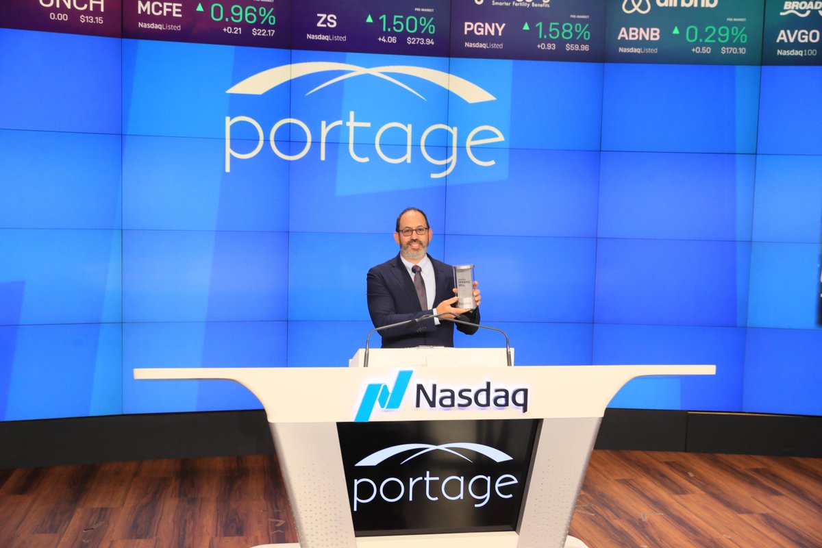 NasdaqExchange's tweet image. 🔔 Today, @PortageBiotech joins us for the @Nasdaq Opening Bell! 

$PRTG is accelerating promising medicines that revolutionize treatment for patients with cancer. We look forward to seeing the continued advancement of their #ImmunoOncology programs.