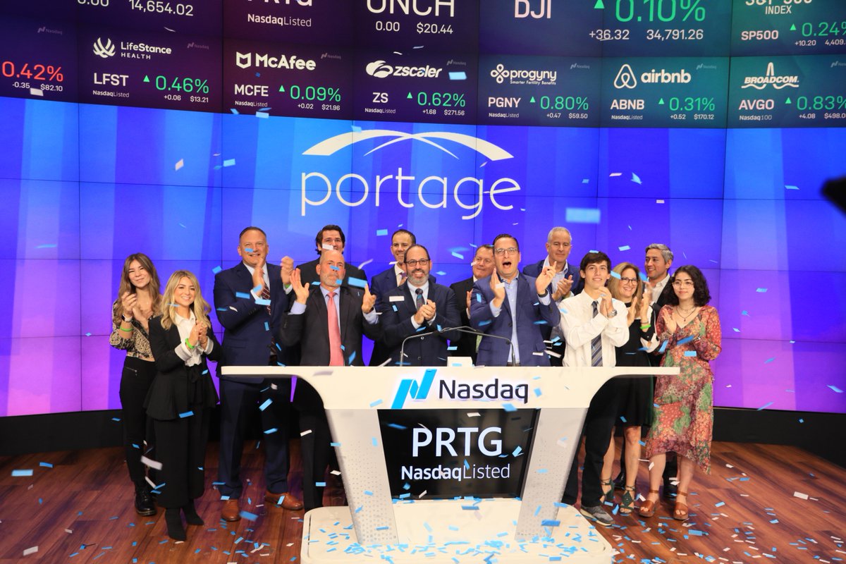 NasdaqExchange's tweet image. 🔔 Today, @PortageBiotech joins us for the @Nasdaq Opening Bell! 

$PRTG is accelerating promising medicines that revolutionize treatment for patients with cancer. We look forward to seeing the continued advancement of their #ImmunoOncology programs.