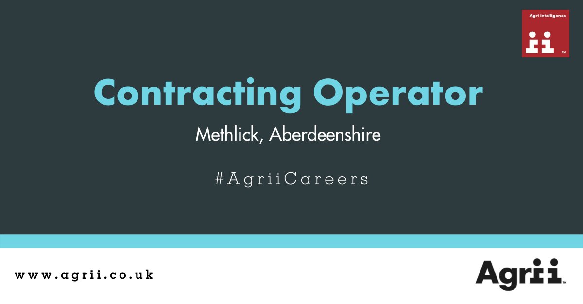 AgriiUK's tweet photo. NEW ROLE: Contracting Operator
https://t.co/AbDyCOOWVQ
We are looking to employ a new full-time operator, to join our established team based at Methlick, #Aberdeenshire.
Closing Date: 22nd Oct 2021
#IamAgrii #AgriiCareers #job #sprayeroperator #NRoSO https://t.co/ZVP9UMhLwK